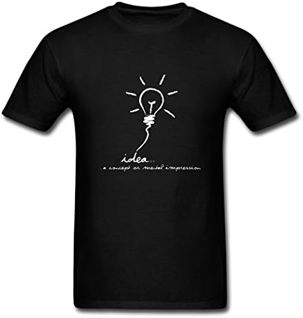 Handsome shop Cartoon Light Bulb Short Sleeve Men Black Cotton Summer Casual Crew Neck Slim T Shirt Small