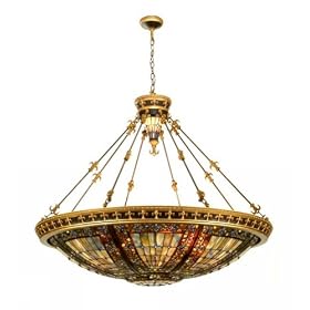 Meyda Tiffany 19807, 45"W Fleur-De-Lis Inverted Pendant