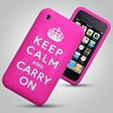 APPLE IPHONE 3G / 3GS - PINK "KEEP CALM CARRY ON" SOFT SILICONE SKIN CASE Accessories for mobile phones by Oliviasphones