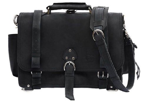 Rustic Leather Distressed, Full Grain Leather Messenger Bag Briefcase Large 16