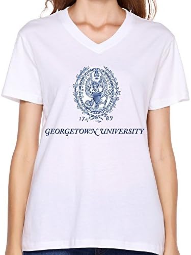 LinYang Women New Georgetown University Logo V-Neck Tee Shirts