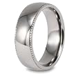 Millgrain Edge Domed High Polished Titanium Ring (7mm) - Sizes 5 - 13