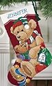Gift For Teddy Stocking Needlepoint Kit-16" Long Stitched In Yarn