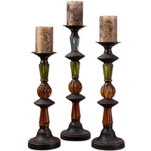 Set of 3 Colorful Candlesticks