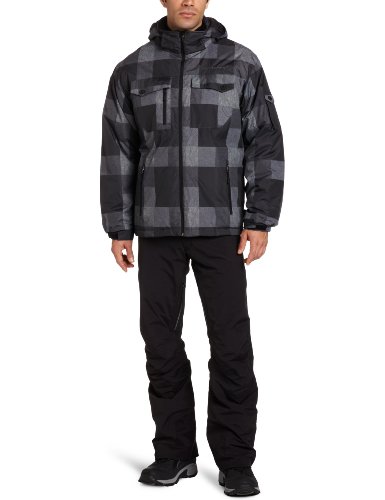 Free Country Men's Plaid Snowboard Jacket, Grey Combo, Medium On Sale