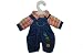 2 tlg. Set Puppenkleidung Latzhose + Bluse blau Gr. 28 - 33 cm Kleidung