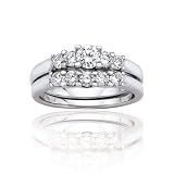 Sterling Silver 1 ct. Cubic Zirconia Engagement Set
