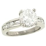 Baguette/Round Diamond Engagement Ring .49cttw (CZ ctr