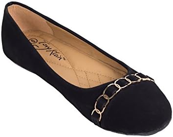 Women Multi-buckle Ballerina Flats Shoes, Black, 6.5