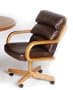 Set of 2 Dining Chairs with Casters Black Leather