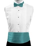 Turquoise Men's Poly Satin Tuxedo Bowtie and Cummerbund Set