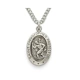 Sterling Silver 5/8 Oval St. Christopher Medal on 18 Chain