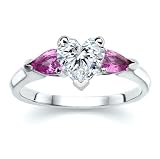 1.40 CT HEART DIAMOND W PEAR PINK SAPPHIRE RING 18K