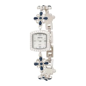 Croton Women's CR207825BLMP Flower Design Stone Watch