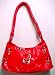 Lovely Red Multi Compartment Handbag Chrome Hardware