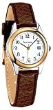 Pierre Lannier - 182B704 - Montre Femme - M&eacute;tal Bicolore - Quartz Analogique - Dateur - Cadran Blanc -Bracelet Cuir Gold