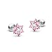 Sterling Silver Rhodium Plated October CZ Flower Screwback Girls Earrings