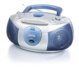 jWIN Portable CD Boombox with Cassette - White\ Blue (JXCD462)