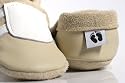 little foot company® Krabbelschuhe aus Rindnappaleder, Modell Sport in beige, Applikation in weiß
