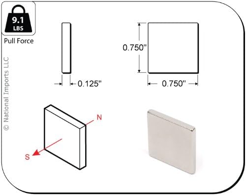 Magcraft NSN0612 3/4-Inch by 3/4-Inch by 1/8-Inch Rare Earth Block Magnets, 6-Count