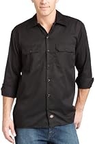 Dickies Men's Long Sleeve Work Shirt, Black, 2X Large