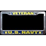 Metal Car License Plate Frame - VET Veteran Us Navy Anchor Armed Forces Military Seal... 