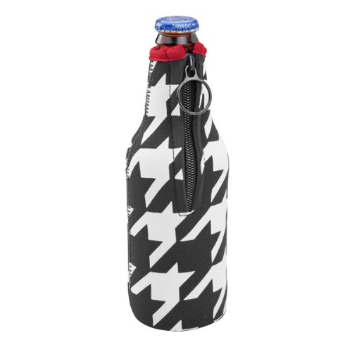 Insulated Neoprene Bottle Koozie with Zipper (Houndstooth)