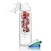 Qasson Fruit Infuser Water Bottle Sport BPA-Free Tritan 24 Oz. Together with The Bottle You get 3 Unisex Silicone Bracelets (Perfect for Fitness, Basketball, Crossfit, Sports) as a Gift from
