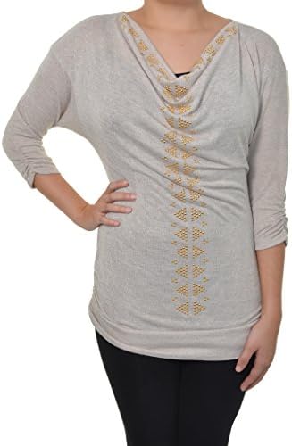 Studded Pyramids Embellished Sweater (Taupe, Large)
