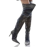Wild Rose Spira15x Knee-High Boots 6 Navy (Blue)