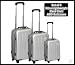 Set of 3 ABS Ultra Lightweight Hard Shell Silver Trolley Suitcases Luggage
