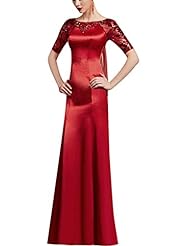 A-line Cocktail Floor Length Short Sequined Beaded Natural   Waistline Scoop Neck Satin Homecoming Dress/Prom Dress/Wedding Party Dress  with a Court Train 