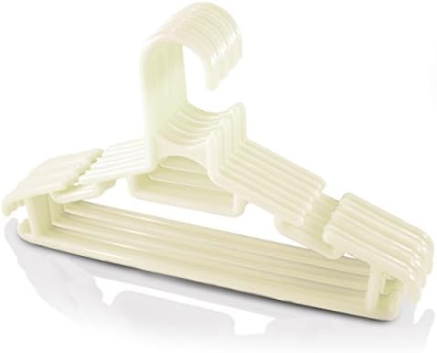 Clothes Hangers - Other Colors Available - Standard Baby, Infant, and Toddler Size - Nursery Closet Organizers - Multiple Notches in Each Hanger Make a Prefect System for Organization, Hanging, and Storage of Apparel and Décor: Onesies, Shirts, Pants, Skirts, and Coats - Great Product for an Additional Attachment to Baby Gift Basket Sets - Satisfaction Guaranteed - 10 Piece - White