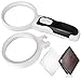 Magnifying Glass Illuminated LED Handheld Set- 2.5X 5X Magnification Power Magnifier for Senior Reading Computer Repair Newspaper Articles Stamps Maps and Hobbies + Free Personal Magnifying Glass