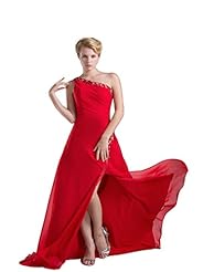 Chiffon Slit One Shoulder  Dress