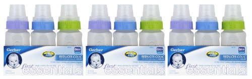 First Essential Silicone Bottle, 5 Ounce, 3 Pack (9 Count), Colors May Vary
