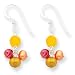 Sterling Silver Fuchsia/Golden/Orange Cultured Pearl/Yellow Jade Earrings