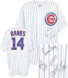 Ernie Banks Autographed/Hand Signed Chicago Cubs Pinstripe Majestic Jersey 4 Inscriptions- Banks Hol