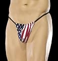 Men's 100% Charmeuse Silk G-String USA Flag