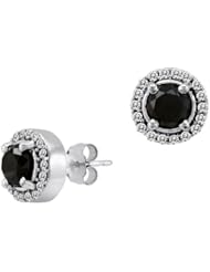 10k White Gold Black and White Diamond Earrings
