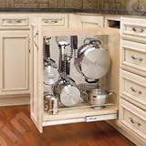 Rev-A-Shelf 444-BC-8SS Base Organizer w/Stainless Steel Panel - Wood/Stainless Steel