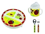 Sugarbooger Divided Plate, Sippy Cup, and Silverware Set-Ladybug