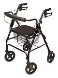 Lumex Aluminum Rollator with Curved Back Wheels, 8 Inches, Black