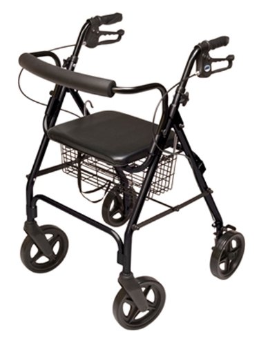 Lumex Aluminum Rollator with Curved Back Wheels, 8 Inches, Black