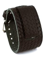 Nemesis #BD-K Wide Black Braided Leather Cuff Wrist Watch Band