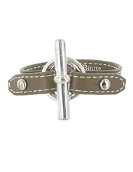 Les Poulettes Jewels - Sterling Silver Bracelet - With Beige Leather and T Clasp Knot Design