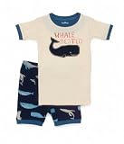 Hatley Boys 2-7 Short Whales Whale Rested Pajama Set, White, 4T