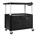 Rubbermaid Commercial Audio Visual Three Shelf Cart with Cabinet, 4" Diameter Casters