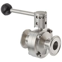 Dixon B5101E100CC-A Stainless Steel 316L Butterfly Valve with Pull Handle and EPDM Seal, 1" Tube OD