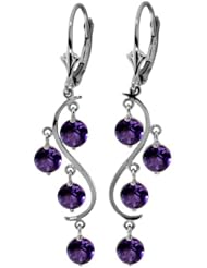 14k White Gold Curved Earrings with Amethysts
